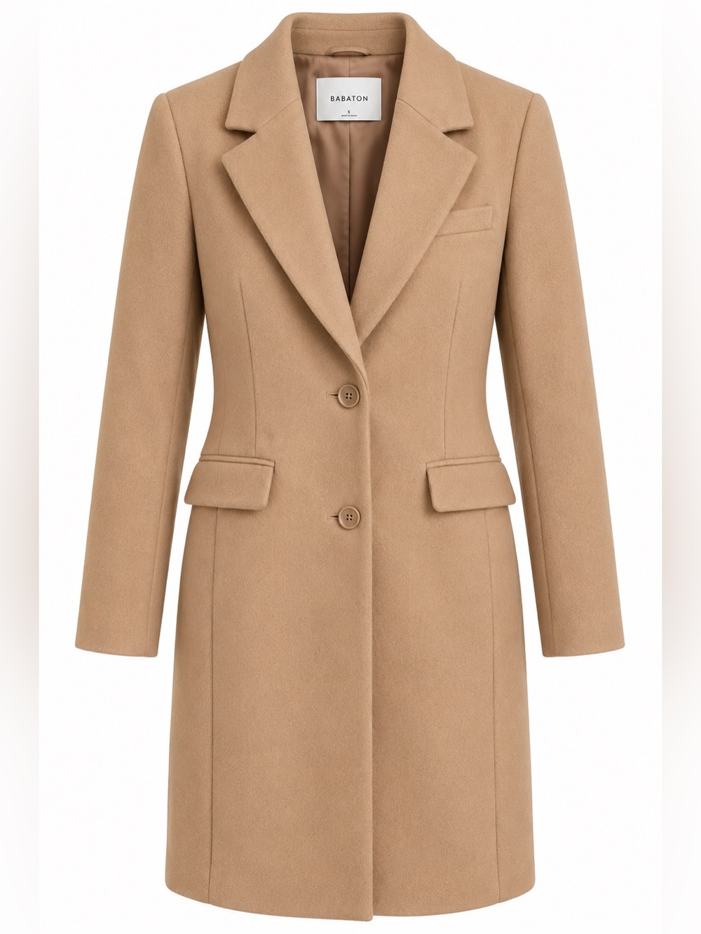 Aritzia Babaton Camel Virgin Wool Tailored Long Coat Size S